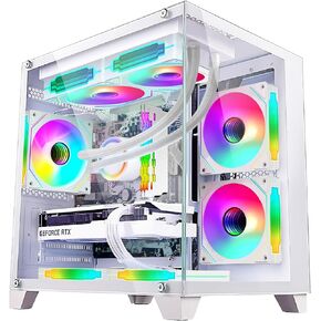 Gaming PC Desktop - Intel i5-12400F 2.5GHz, RTX 4060 8GB, 16GB DDR4 3200, 1TB M.2 SSD, 650W PSU, RGB Fans, 11AC WI-FI, Liquid Cooler, Windows 11 Pro Desktop Computer, White