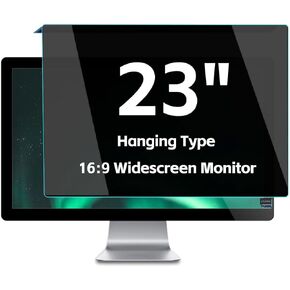 2-Pack Acrylic Hanging 23 inch Privacy Screen for Computer Monitor, Anti-Spy Removable Privacy Filter Panel, Blocking Blue Light & Glare Eye Protection PC Monitor, 16:9 Widescreen Monitor