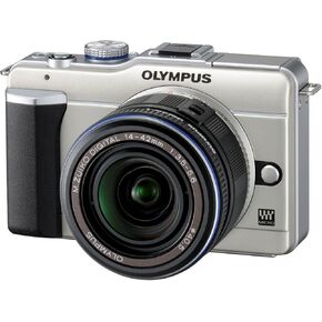 Olympus PEN E-P1 12.3 MP Micro Four Thirds Interchangeable Lens Digital Camera with 3-inch LCD and Silver 14-42mm f/3.5-5.6 Zuiko Digital Zoom Lens (Silver) in Kuwait