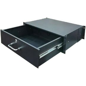 3U Server Rack Mount Case – 19" Lockable Deep Drawer, 3 Space Cabinet with Handle & Keys - Heavy Duty Steel Enclosure for AV, DJ, IT & Network Equipment