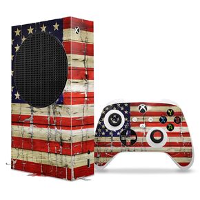 WraptorSkinz Skin Decal Vinyl Wrap compatible with the XBOX Series S Console and Controller Painted Faded and Cracked USA American Flag (GAMING CONSOLE NOT INCLUDED)