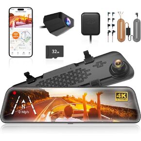 Wolfbox G840S 12 "4K Mirror Dash Cam & USB C 4A ACC Hardwire Kit
