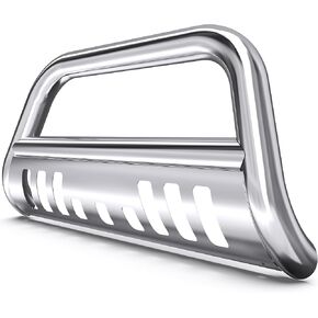 YITAMOTOR Bull Bar Compatible for 2007-2021 Toyota Tundra/2008-2022 Sequoia w/LED Light Bar, 3" Stainless Steel Black Tubing Brush Push Bar Front Bumper Grille Guard Include Skid Plate in Kuwait