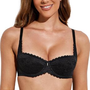 حمالة صدر نسائية من Deylo حمالة صدر رافعة للصدر مثيرة من الدانتيل مبطنة بشكل خفيف حمالة صدر Underwire Demi Bras
