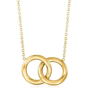 Ross-Simons Italian 14kt Yellow Gold Interlocking Circle Necklace. 16 inches, Gold, not known in Saudi Arabia