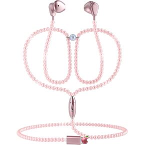 Coolden for iPhone Headphones Wired Magnetic in-Ear Pink Pearl Beaded Earbuds for iPhone Earphones Wired with Mic & Control Noise Cancelling for Girls Women for Phone 14 13 12 11 Pro Max iPad Pro/Air