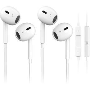 2 Packs Wired Headphones for iPhone Earbuds Built-in Microphone & Volume Control Nosie Reduction Headsets Compatible with iPhone 14/13/12/11/Pro/Pro Max/XS Max/XS/X/XR/SE/8/7 Support All iOS System