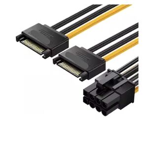 0.2m SATA 15pin to 8pin(6+2) Video Card Powr Adapter Cable 20cm PCI-E SATA Power Supply Cable 15- Pin to 8 Pin Cable(2 sata)
