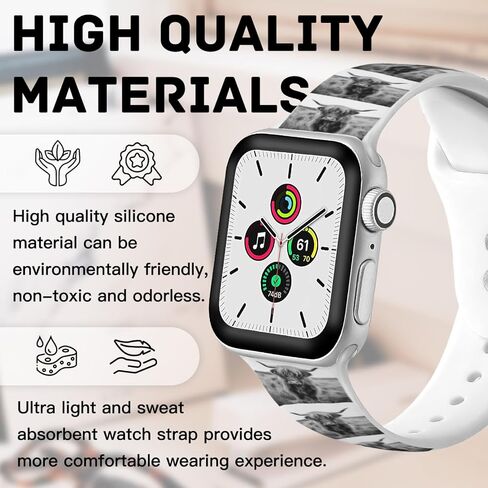 شاهد نطاقات متوافقة مع Apple Watch Band 38mm 40mm 41mm للنساء ، و Soft Sport Strap Silicone Prescons Bandband for IWatch Series SE 10 9 8 7 6 5 4 3 2 1 in Saudi Arabia