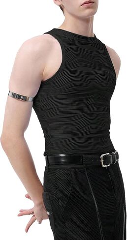 OYOANGLE Men's Sleeveless High Neck Halter Tank Top Solid Plain Casual Slim Fit Textured Tops White Small in Saudi Arabia