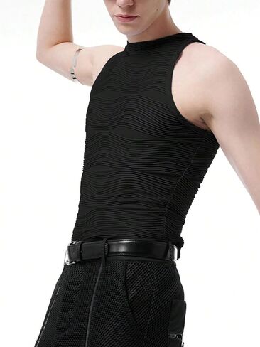 OYOANGLE Men's Sleeveless High Neck Halter Tank Top Solid Plain Casual Slim Fit Textured Tops White Small in Saudi Arabia