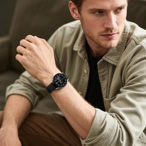 Leather Bands Compatible with Samsung Galaxy Watch 7 Band 6 5 4 FE 40mm 44mm/Galaxy 6 4 Classic/5 pro/Active 2, 20mm Vintage Genuine Leather Replacement Strap for Samsung Watch Bands Men Women in Kuwait