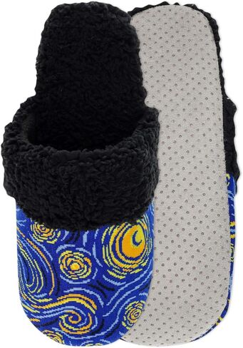 HOTSOX Men's Sherpa Non-Skid Football Slipper 1 Pair Pack, Blue, Men's Shoe Size: 6-12 in Saudi Arabia