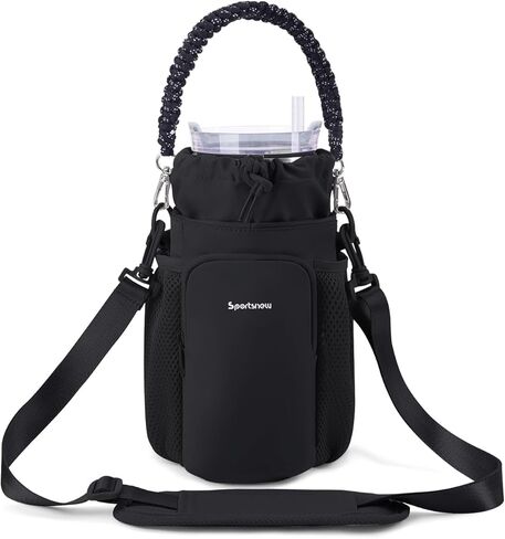 sportsnew Water Bottle Bag with Strap for 30/40oz Tumbler with Handle, 32/40/64 oz Without Handle Water Bottle Holder Carrier in Kuwait