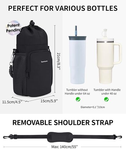 sportsnew Water Bottle Bag with Strap for 30/40oz Tumbler with Handle, 32/40/64 oz Without Handle Water Bottle Holder Carrier in Kuwait
