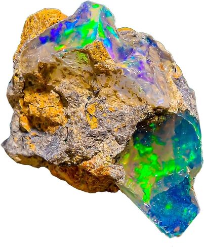 حجر اوبال ويلو الاثيوبي الطبيعي 100% A+، كريستال خام، حجر بخت شهر اكتوبر، احجار كريمة لصنع المجوهرات، اوبال فائق النار، حجر اوبال، حجر منتقى يدويا، مقاس 12×24×10 ملم, أحجار كريمة فضفاضة in Kuwait