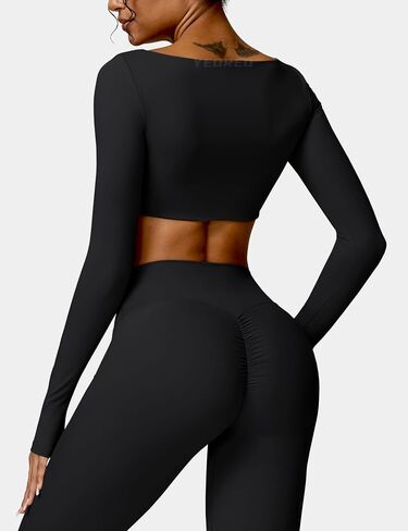 YEOREO Kyla Women Crop Top Long Sleeve Padded Sports Low Medium Impact Yoga Shirt Workout in Saudi Arabia