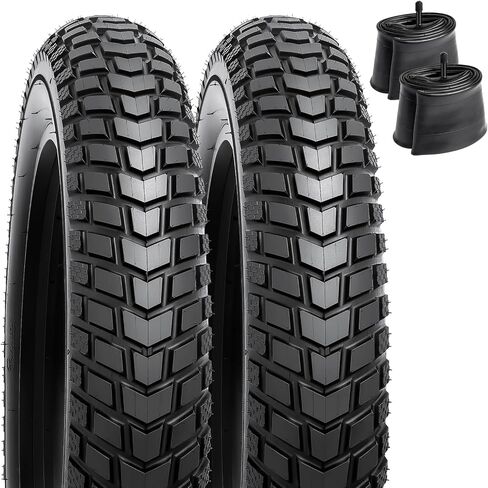 YUNSCM 2-PCS 20" Heavy Duty Fat Bike Tires 20x4.0/98-406 60TPI and 20" Bike Tubes Schrader Valve Compatible with Mountain/Off Road E-Bike 20 x 4.0 Bicycle Tires and Tubes (YS-910) in Saudi Arabia