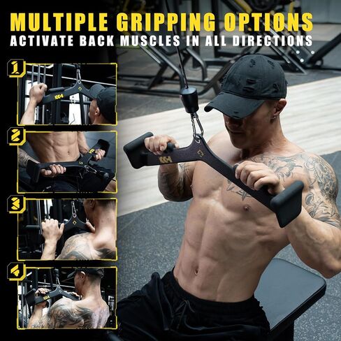 KKH Back Mag Grip Lat Pull Down Bar Set, Lat Pulldown Attachments for Home Gym System with T-bar V-bar, Lat Pulldown Bar Back Workout Equipment in Saudi Arabia