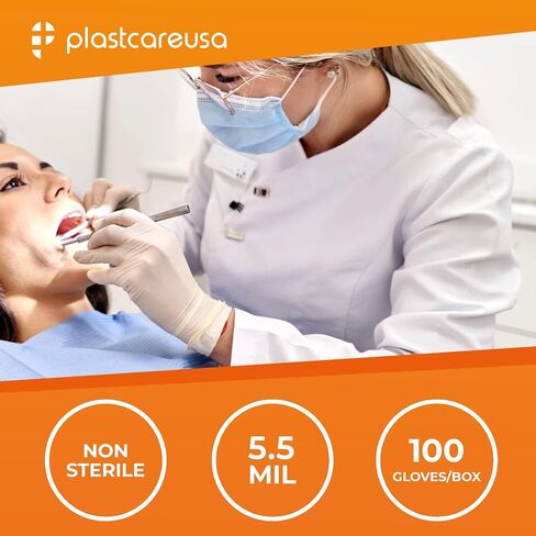 قفازات PlastCare USA 100 كبيرة من اللاتكس الأسود للفحص - خالية من البودرة، يمكن التخلص منها، غير معقمة، قبضة منسوجة لتعزيز الحساسية والتحكم in Kuwait