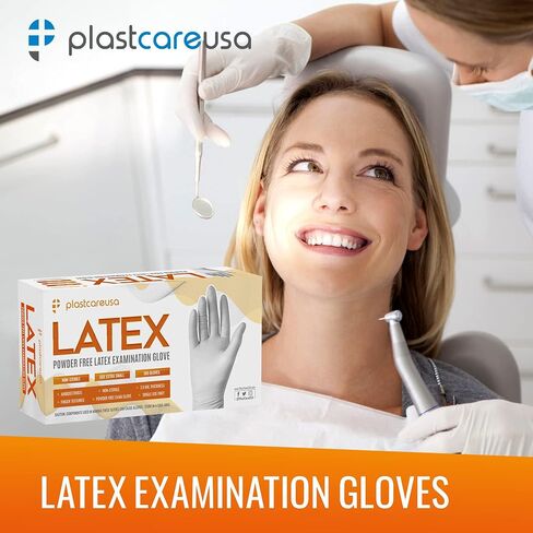 قفازات PlastCare USA 100 كبيرة من اللاتكس الأسود للفحص - خالية من البودرة، يمكن التخلص منها، غير معقمة، قبضة منسوجة لتعزيز الحساسية والتحكم in Kuwait