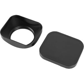 Yunseity Metal Square Lens Hood, Aluminium Alloy Lens Shade with Cap, Scratch Proof Lens Hood Protector Easy to Install for SLR Cameras DSLR Cameras (43mm)