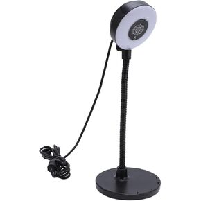 5MP Webcam with Fill Light, Auto Focus and Bendable Rod, USB Web Cam with Mic for Online Learning Streaming, 3 Color Modes, Aluminium Alloy Base