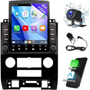 Android 13.0 Double DIN Car Steroo - 9.7 بوصة تعمل باللمس على شاشة Radio Android Auto Carplay Audio Multimedia Audio مع GPS ＆ الكاميرا الاحتياطية Bluetooth Ford Escape 2007-2012