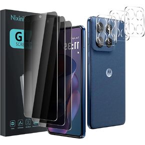3 Pack Privacy Screen Protector for Motorola Moto G Stylus 5G 2025 With 3 Pack Camera Lens Protector, Anti Spy Tempered Glass Film, 9H Hardness, Black Protector, Anti-Scratch, Bubble Free