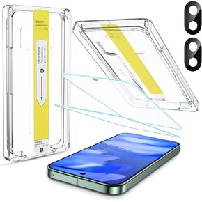4 in 1 Screen Protector for Google Pixel 9a, Auto Dust-Elimination Installation, 2 Pack Tempered Glass Film with 2 Pack Camera Lens Protector,9H Hardness