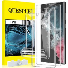 3 Pack for Samsung Galaxy S22 Ultra TPU Screen Protector 6.8 inch [Not Glass], HD Clear, Support Fingerprint Unlock, High Sensitivity, Case Friendly