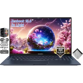 ASUS Zenbook 15 Business Slim Laptop, 15.6" FHD 100% sRGB, AMD Ryzen 5 7535U, Backlit Keyboard, Wi-Fi 6E, USB C, Windows 11 Home, w/Cloth (16GB LPDDR5 RAM | 1TB SSD)