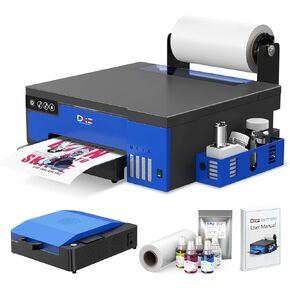 DXZ 2025 A4 DTF Printer with Roll Feeder-XP600 سرعة الطباعة المضاعفة مقارنةً بـ L1800 و L805 ، نظام التحريك الأبيض المدمج لقميص DIY ، شملت الحبر لمدة عامين (Printer+Oven)