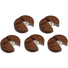 5 Pack Circular Walnut Wood 2.0/3.0 USB Flash Drive USB Disk Memory Stick with Wooden (2.0/2GB)