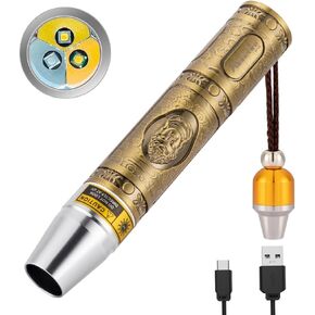 وحده ، SV123 EDC مصباح يدوي صغير 365NM UV Blacklight ، المصباح الصفراء والأبيض للأحجار الكريمة USB C قابلة للشحن كاشف البول للحيوانات الأليفة للمجوهرات الصخرية مع القليل من طرف تركيز ، بطارية مدمجة في