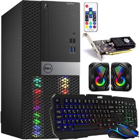 DELL RGB Gaming Tower Computer PC, Core i5 7th Gen, 32GB RAM, 1TB SSD, GTX 1050 Ti 4GB, Wi-Fi, HDMI, RGB Keyboard with AI-Enabled Copilot Key, Mouse, RGB Mini Speaker Windows 11 Pro (Renewed)