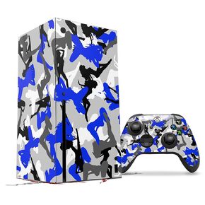 WraptorSkinz Skin Decal Vinyl Wrap compatible with the XBOX Series X Console and Controller - Sexy Girl Silhouette Camo Blue (GAMING CONSOLE NOT INCLUDED)