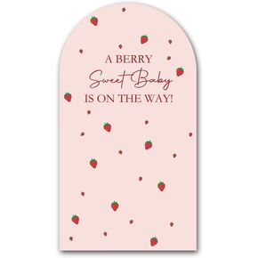 A Berry Sweet Baby is on The Way Theme Arched Backdrop Covers Pink Stretchy Arch Stand Cover for Baby Shower Girls Birthday Party Decoration Props (No Stand!)