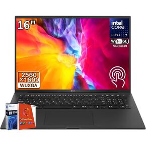 LG Gram 16 Touchscreen Laptop, 16" 2560x1600 WQXGA Touchscreen, AI-Enabled Intel Ultra 7 155H, 32 GB LPDDR5X, 2 TB SSD, WiFi 6E, Bluetooth 5.3, Backlit Keyboard, Windows 11 Pro, Office Pro Lifetime