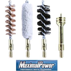 MaximalPower Combo Set of Gun Cleaning Bore Brushes | Tornado Brush Solid Brass Jag Phosphor Bronze Nylon Cotton Brush Mop | for 12 Gauge/18.5-20mm.357 cal/9mm.45 cal/10mm Firearms (.45 Cal)
