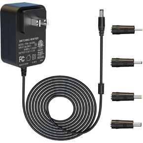 HY1C 12V AC Power Adapter, for DC Output 12V 0.5A 1A 1.5A 2A, Equipped with 5 Different Specifications of DC Plugs, Compatible with 24W/12V LED Light Strips/Yamaha Keyboard/Speaker Electronic Devices