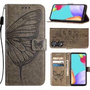 Compatible with TCL 50 XE 5G Phone Case TCL 50XE Case TCL 50 XE 5G T614D 2024 6.6" Wallet Case [Butterfly Pattern Magnetic Leather Wallet Flip Case with Credit Card Holder Kickstand] -Purple