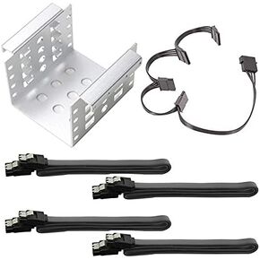 JMT 4-Bay 2.5 Inch to 3.5 Inch Hard Drive Caddy Internal Mounting Adapter Bracket Floppy Drive Aluminum Alloy Mobile Holder (Black Bracket)