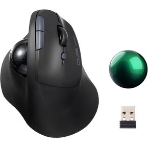 Sanwa 2-Device Wirelessball Trackball + Green 34 MMM BELLE BALLE SET ، قابلة للبرمجة والصامتة ، الفئران العمودية ، متوافقة مع MAC ، Windows ، الكمبيوتر المحمول ، Android ، الكمبيوتر الشخصي