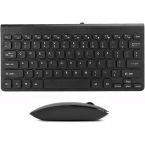 Keyboard Mouse Portable Lightweight Design USB Wired Keyboard Mouse Set 1.3 Meter Cable Round keycaps Wired Keyboard and Mini Wired Mouse (Black)