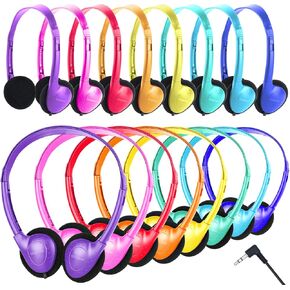 Kids Headphones Bulk 24 Pack for School Classroom K-12,Wholesale Class Set Earphones for Students Children Toddler Teens Boys Girls Adult 3.5mm Jack Multi Color
