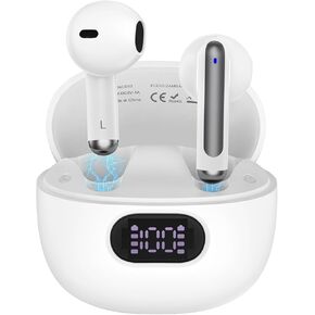 Wireless Earbuds Bluetooth Ear Buds for iPhone 16 Pro Max 16e 16 Plus 16 15 Pro Max 15, V5.3 48H Wireless Headphones with LED Display Charging Case IPX7 Waterproof Earphones for Samsung A16 A36 S25