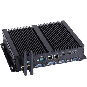HUNSN Fanless Industrial PC, Mini Computer, Core I7 4500U 4510U 4578U, Windows 11 / Linux Ubuntu, IM04, 2 x HDMI, 2 x LAN, 6 x COM, 4 x USB3.0, 4 x USB2.0, 8G RAM, 256G SSD
