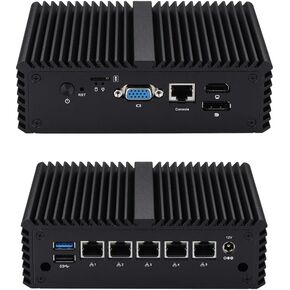 Qotom Mini PC Celeron J6412 Processor onboard, Quad Core 2.0 GHz, Industrial Router Firewall-5x i226V 2.5G B3 LAN Ports, 16GB RAM 512GB SSD