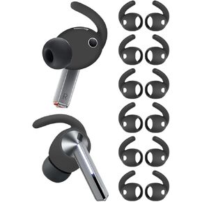 6 Pairs Galaxy Buds 3 Pro Ear Hooks Sport Ear Tips Replacement Anti-Slip Non-Slip Silicone Eartips and Covers Gel Wings Accessories Compatible with Samsung Galaxy Buds 3 Pro Gray